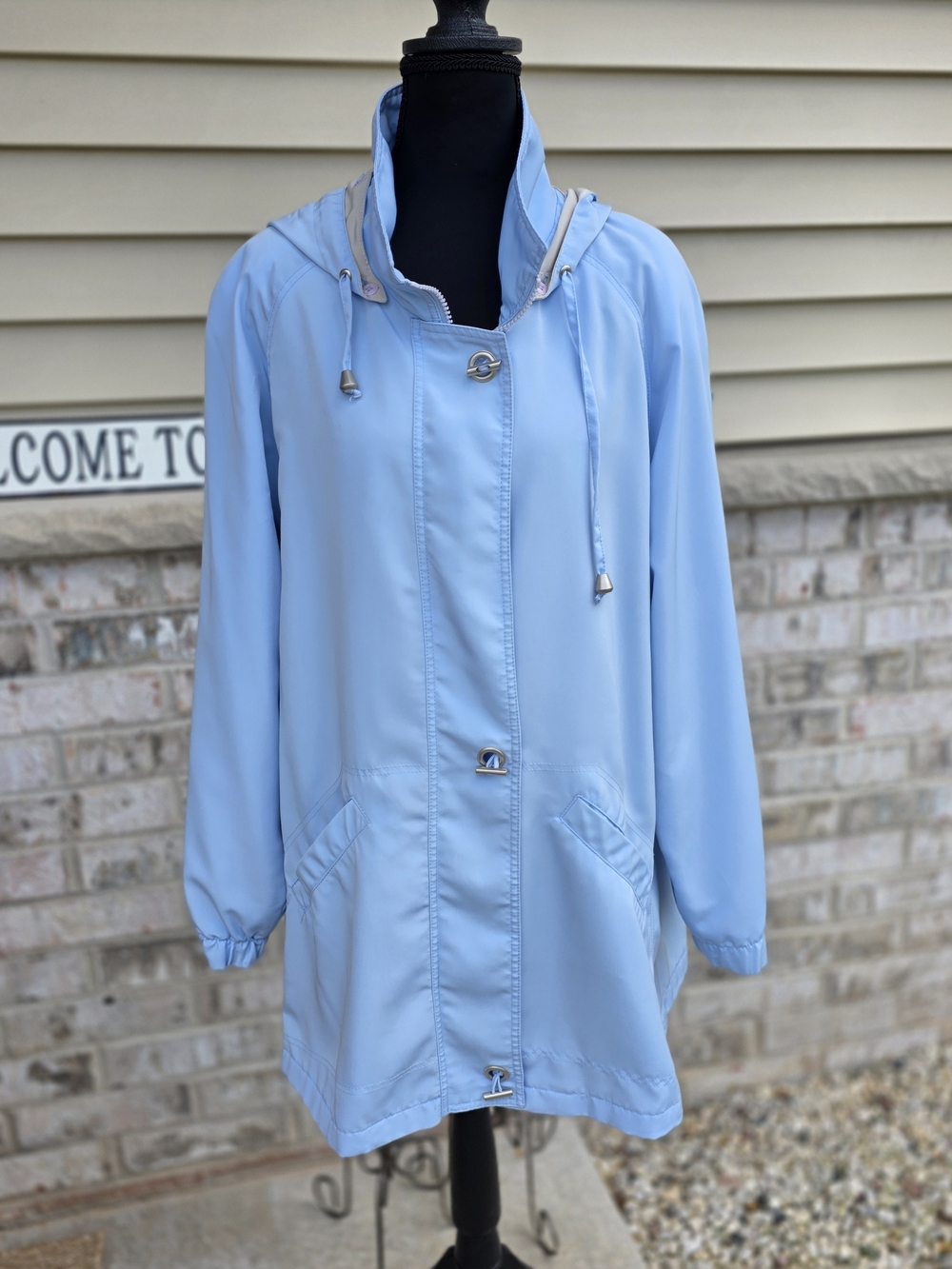 Vintage RP Sport Regent Park Blue Hooded Rain Jacket L